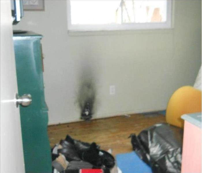 fire damage in bedroom 