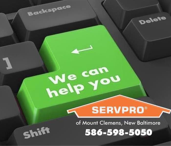 keyboard button that reads 'we can help you'
